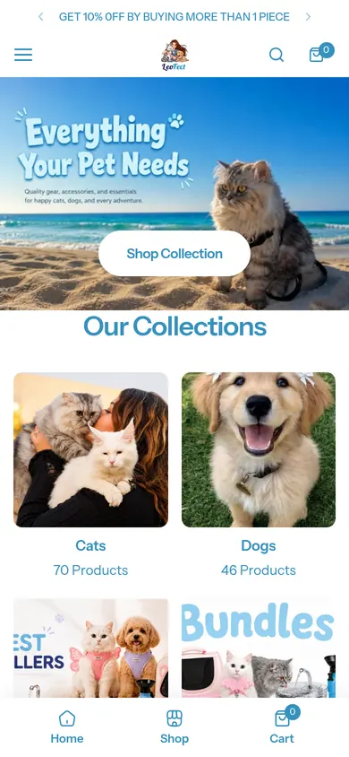 Leofect pet store on mobile